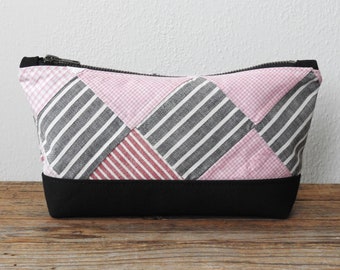 Recycled Quilt Cosmetic Bag, Toiletry Pouch, Vintage Fabric