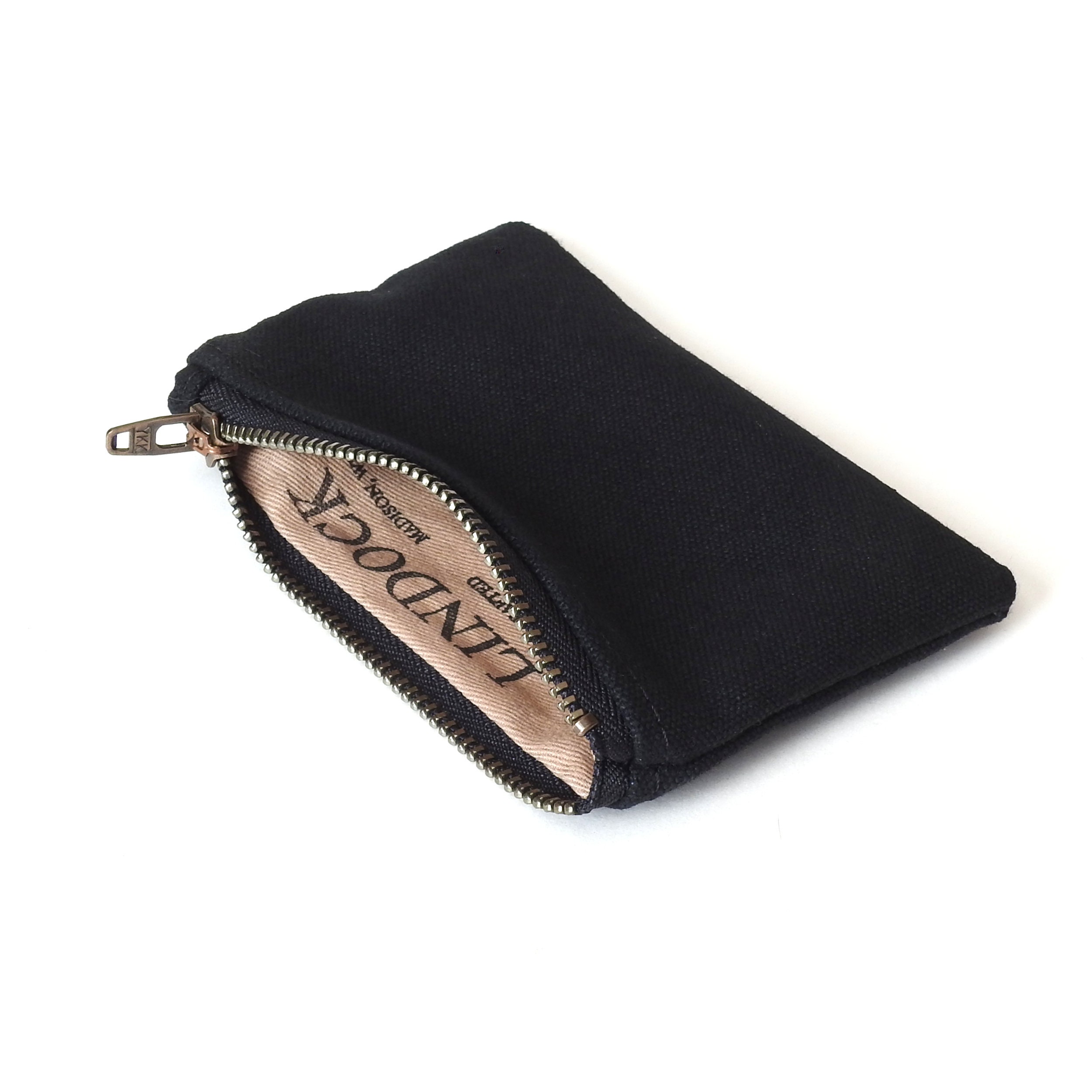 Black Canvas Wallet Coin Purse Mini Zipper Pouch Etsy Canada