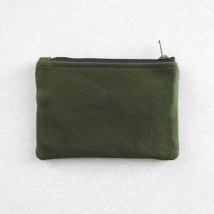 Green Canvas Wallet, Coin Purse, Double Zipper Pouch image 3