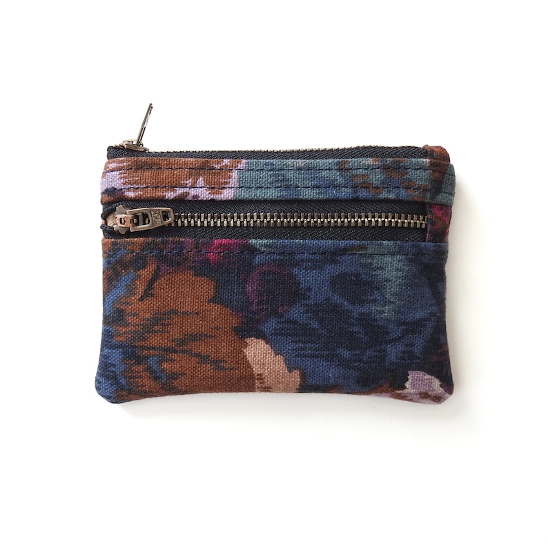 Botanical Canvas Double Zipper Wallet Pouch Handmade by Lindock