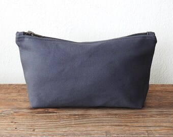 Gray Canvas Toiletry Bag, Large Cosmetic Bag