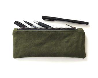 Recycled Military Canvas Pencil Case, Zipper Pouch