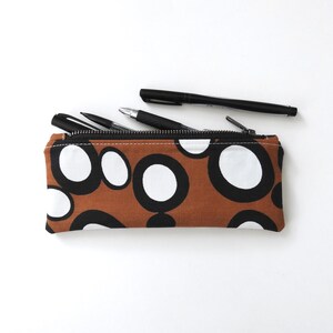 Canvas Pencil Case, Zipper Pouch, 1960s Vintage Fabric