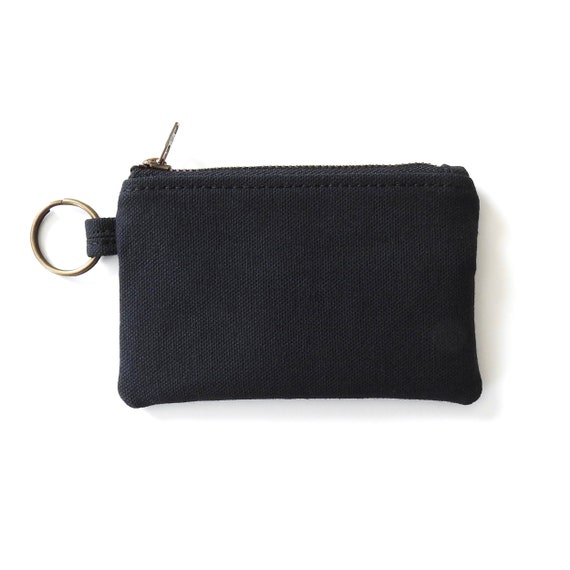 Black Canvas Keychain Wallet Coin Purse Pouch Etsy Canada