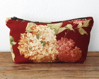 Hydrangea Cosmetic Bag, Toiletry Pouch, Vintage Fabric