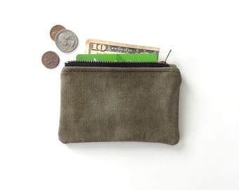 Recycled Military Canvas Wallet, Coin Purse, Zipper Pouch