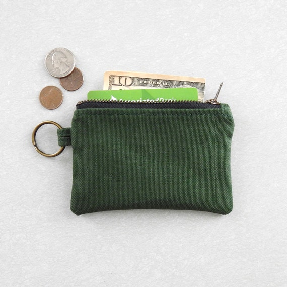 Green Canvas Keychain Wallet Coin Purse | Etsy