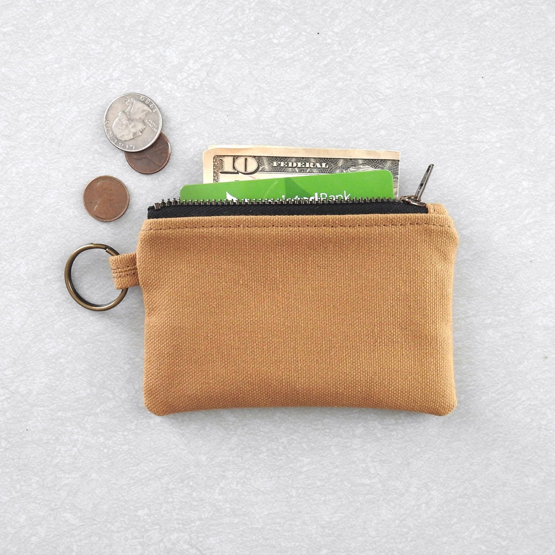 Golden Brown Canvas Keychain Wallet Coin Purse Pouch - Etsy