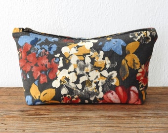 Floral Cosmetic Bag, Toiletry Pouch, Recycled Fabric