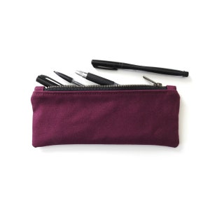 Burgundy Canvas Pencil Case, Zipper Pouch image 1