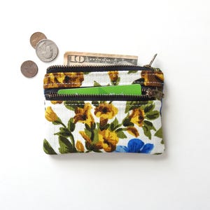 Monedero floral, monedero con doble cremallera, tela vintage
