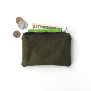 Cartera, monedero y minibolso de lona militar reciclada con cremallera