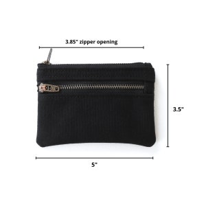 Cartera de Lona Gris, Monedero, Estuche Doble Cremallera imagen 7