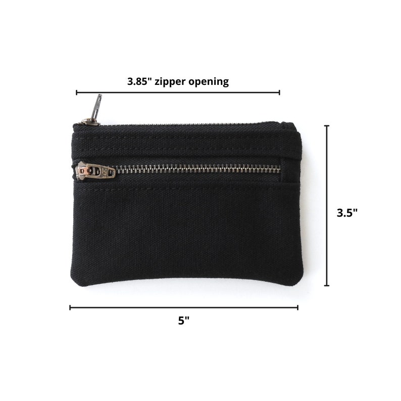 Cartera de Lona Gris, Monedero, Estuche Doble Cremallera imagen 7