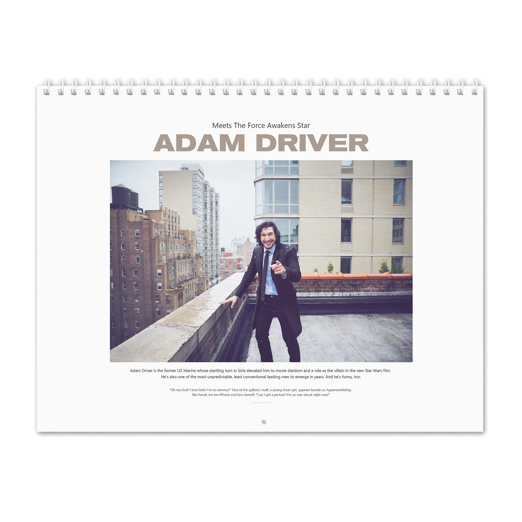 Adam Driver 2021 Desktop Holiday Calendar Keychain 