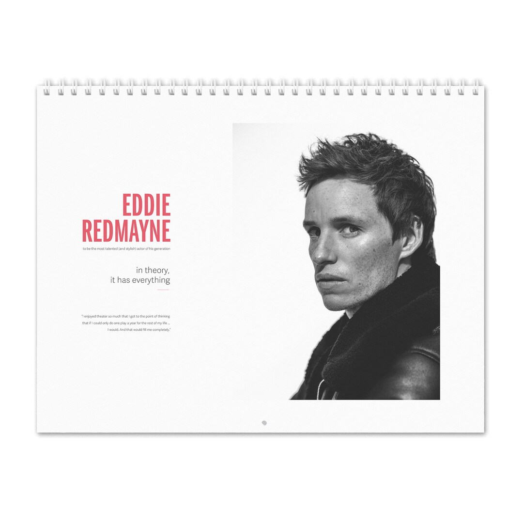 Eddie Redmayne Vol.2 2024 Wall Calendar Etsy