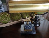 Vintage, Brass and Marble Library Desk Lamp