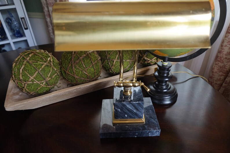 Vintage Brasarble Library Desk Lamp