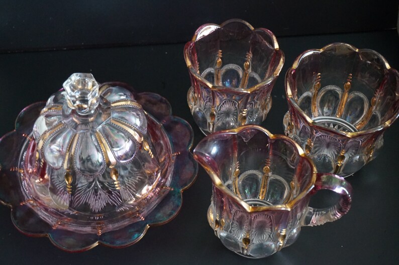 Anitique Set of Four Maiden's Blush US Glass Michigan Etsy