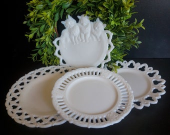 Collection of Milk Glass Plates (4)