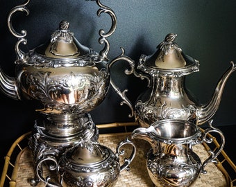 Chased by Hand Silver Plate Tea Set