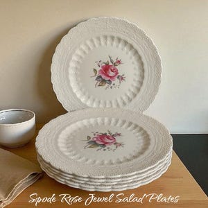 vintage billingsley rose spode jewel copeland salad plates  set of six