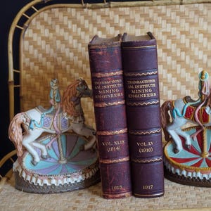 vintage cast iron merry go round horse bookends