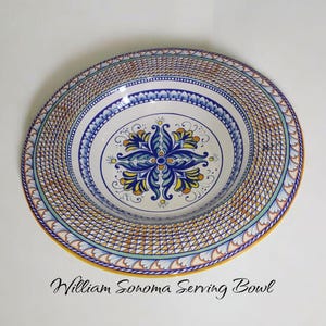 williams-sonoma mediterranean deruta italy large pasta bowl