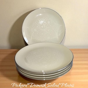 vintage pickard damask salad plates set of six
