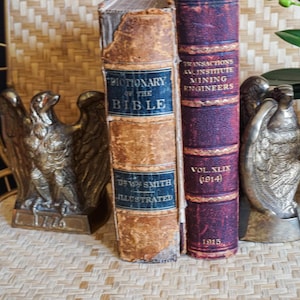 Vintage Brass Eagle Bookends: 1776 Americana Decor, Set of Two