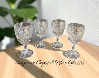 Vintage Kristal Zajecar Crystal Wine Glasses Set of 4 Made in
