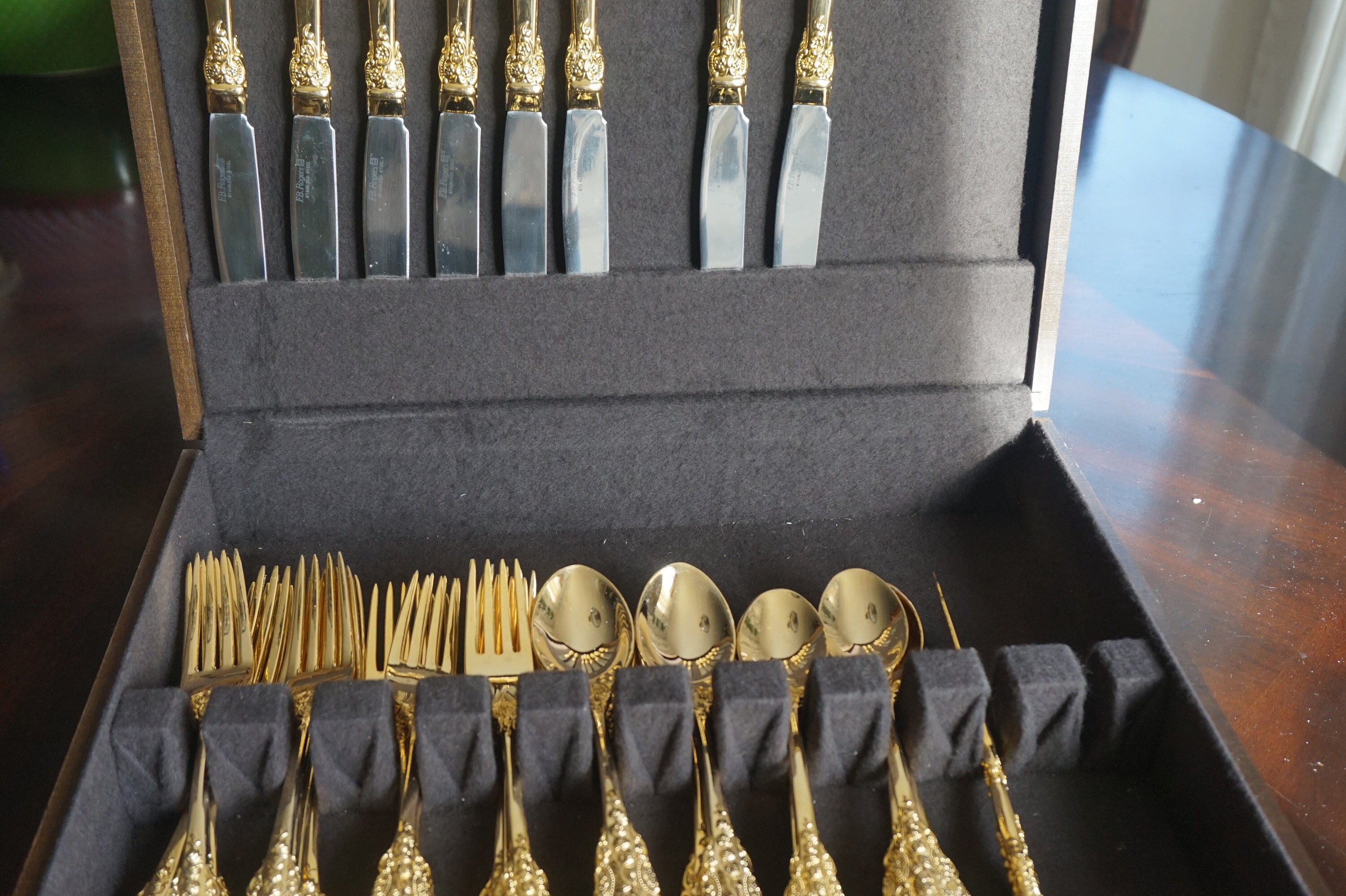 Beautiful FB Rogers 40 Piece Grande Antique Gold Plated Flatware Set With Case Etsy