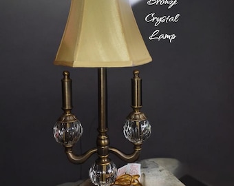 Vintage bronze and crystal candelabra style lamp