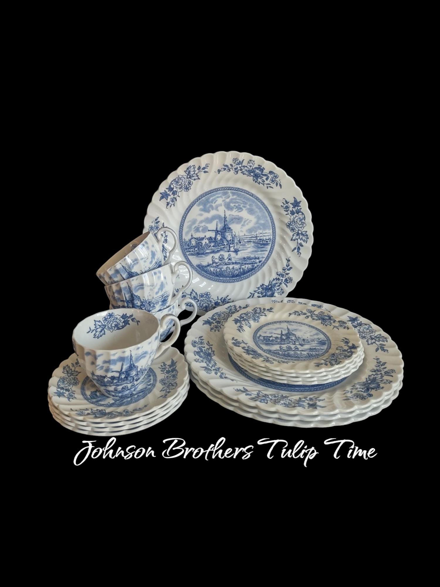 Johnson Brothers, Tulip Time Blue (Blue Background