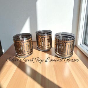 culver greek key lowball glasses set of 3