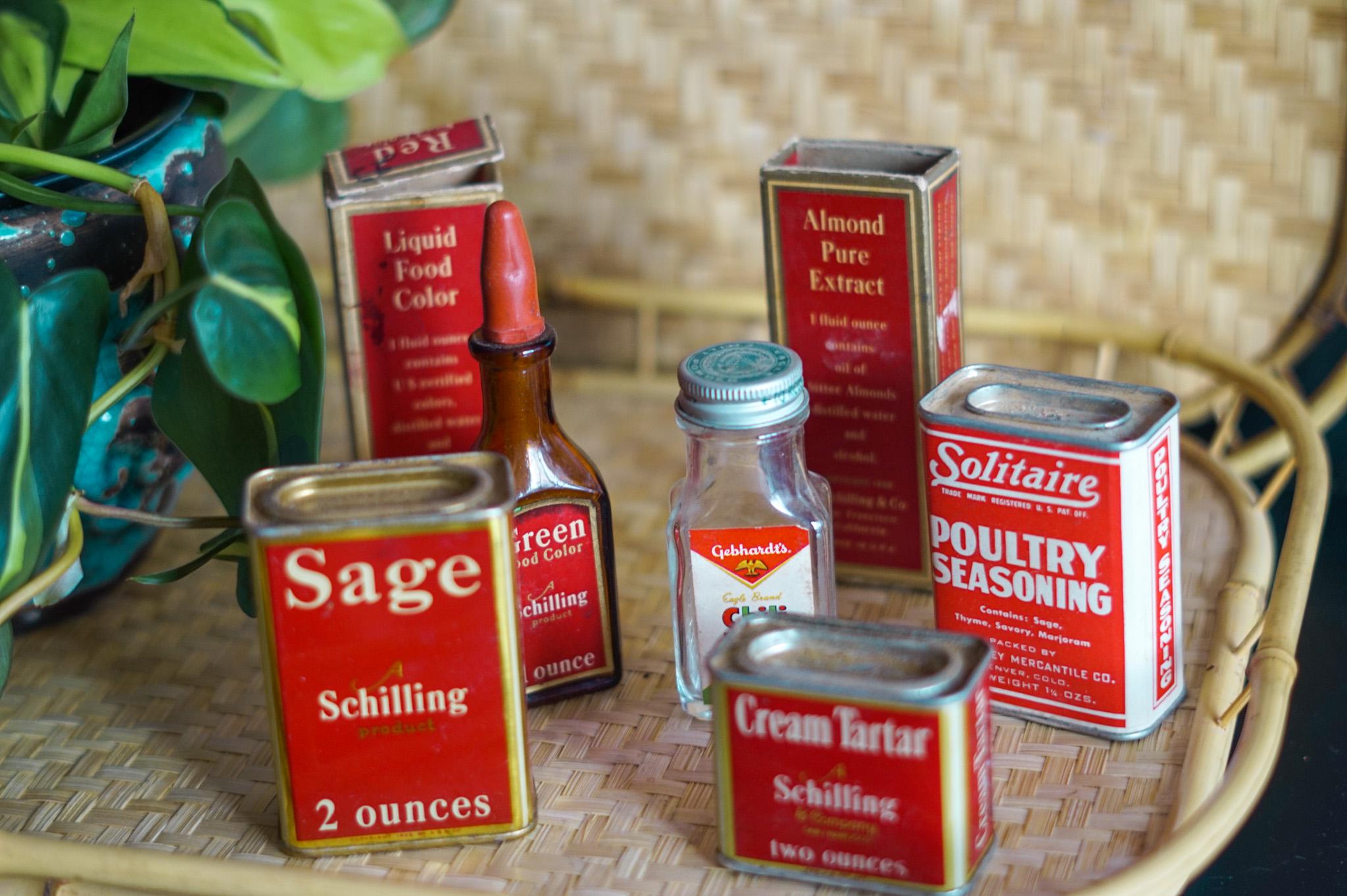 60'sビンテージ！アメリカ製 トップ Sage Schilling スパイス缶ティン