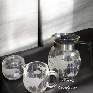 Nestle promotional world map carafe with sugar bowl and creamer