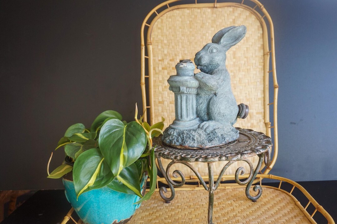 Bunny Resin Sprinkler With Concrete Base, Garden Statue - Etsy