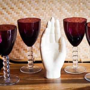 post modern hand blown artland amethyst wine glasses, set of four