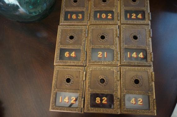 Vintage Lot Of Nine Brass Yale Numbered Post Office Box Doors Etsy