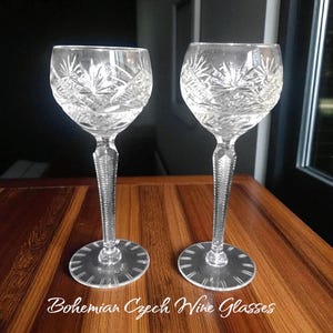 bohemian czech cut crystal wine glasses