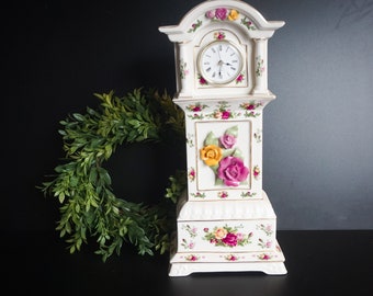 Royal Albert Old Country Roses Tall Mantel Clock