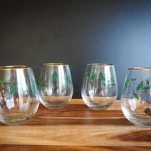 Lenox Stemless Holly Christmas Crystal Wine Glasses, Set of 4 - Etsy