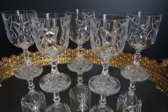 Cut Lead Crystal Wine Glasses 5 