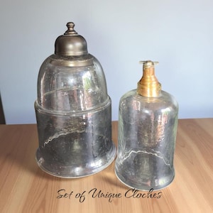 vintage unique set of glass bell cloches