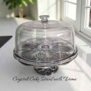 crystal cake stand with glass dome