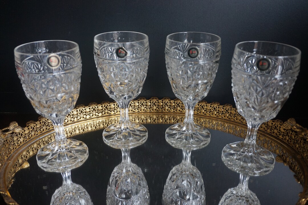 Zajecar Lead Crystal 4 Wine Glasses Etsy