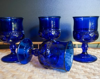 Kings Crown Cobalt Blue 4 Ounce Glasses (4)