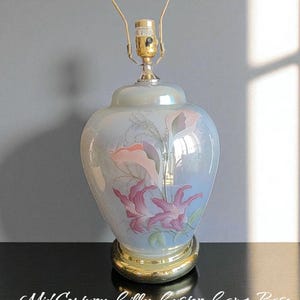 Luster Ginger Jar Lily Lamp: Hand-Painted Porcelain Base