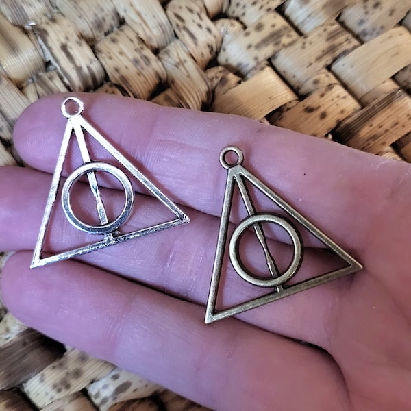 Sign of the Deathly Hallows, Harry Potter pendant/charm - 2pc